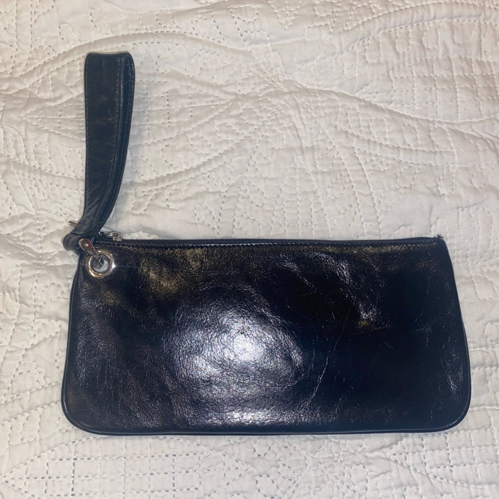 HOBO Midnight Black Leather Wristlet